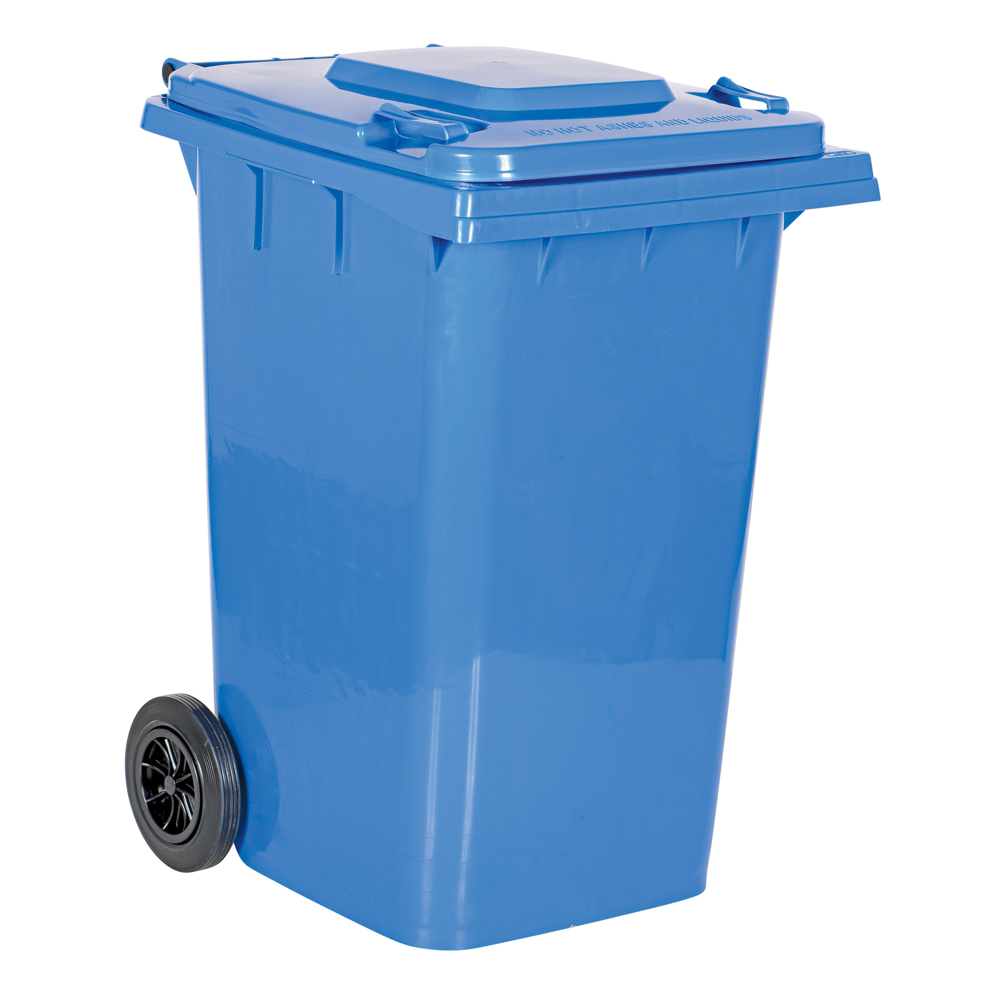 Vestil Polyethylene Trash Can - 95-Gallon, Blue, Hinged Lid, Wheels, Model# TH-95-BLU